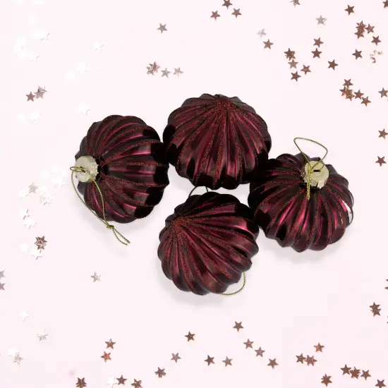 Northlight Glittered Onion Glass Christmas Ornaments - 3.25" - Maroon - 4ct Red {3}