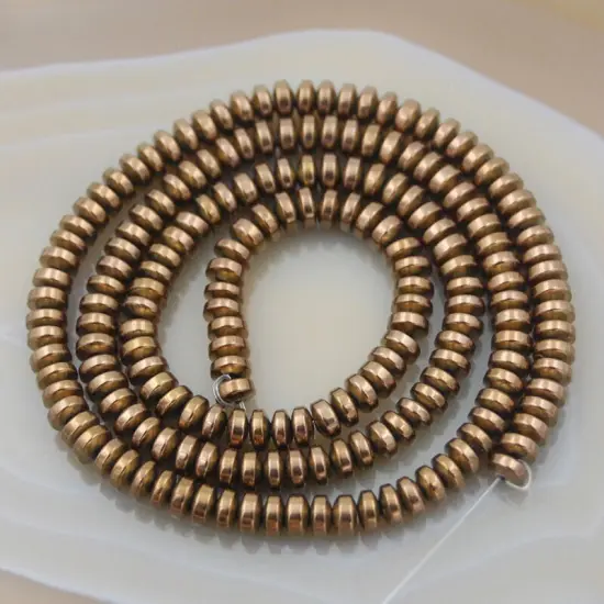 2x3mm Hematite Gemstone Rondelle Spacer Beads Metallic copper {1}