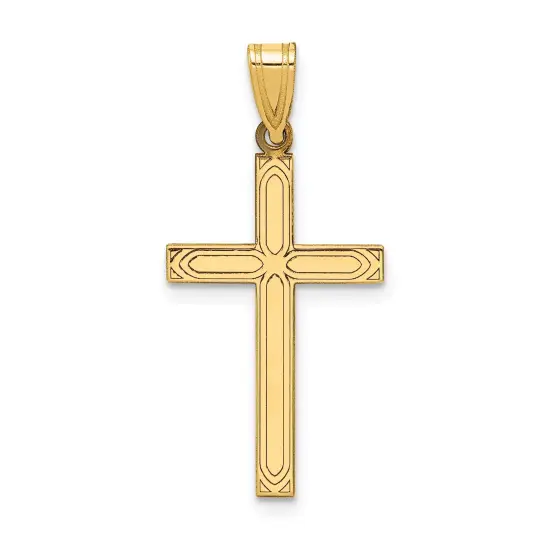 14K Yellow Gold Cross Pendant Charm Religious Jewerly 29mm x 15mm {1}