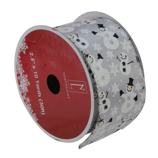 Northlight Pack of 12 Shiny Silver Snowmen and Snowflakes Wired Christmas Craft Ribbon 2.5" x 120 Yards {1}