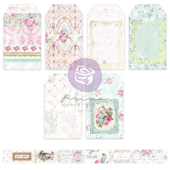 Avec Amour Collection Tags & Tickets - 42 pcs w/ foil accents / paper Scrapbook Supplies Material For Craft Notebooksdecoupage Album Journals Planners Art Journaling Bullet {1}