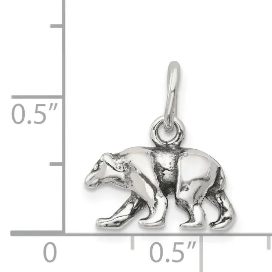 Sterling Silver Bear Charm Pendant Animal Jewelry 12mm x 15mm {6}
