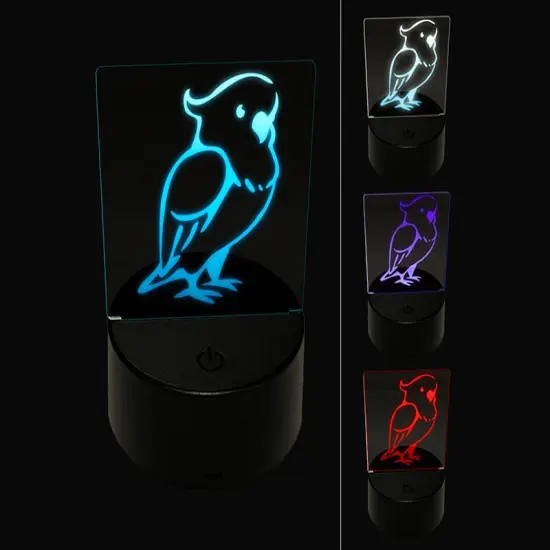 Standing Cockatoo Parrot Bird 3D Illusion LED Night Light Sign Nightstand Desk Lamp {1}
