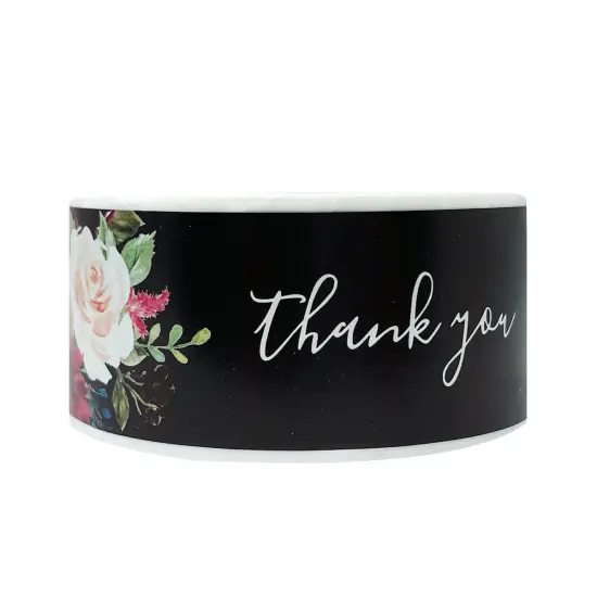 Wrapables 3" x 1" Small Business Thank You Stickers Roll, Sealing Stickers and Labels for Boxes, Envelopes, Bags, Packages Black (120 stickers) {1}