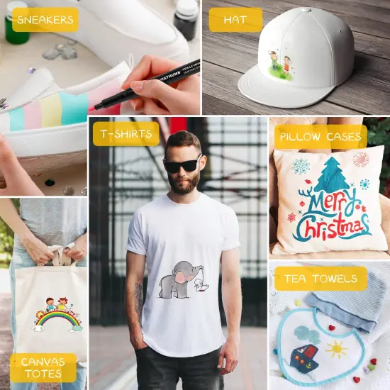 20 Pieces Permanent Fabric Pens, Machine Washable Fabric Markers for T-Shirts Designs, Canvas Bags, Shoes, Fabric and Crafts for Kids Adults Drawing and Writing {3}