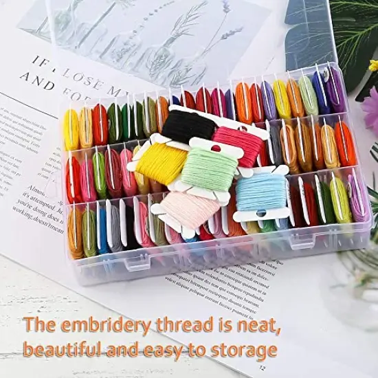 Embroidery Floss Organizer, Cross Stitch Thread Storage Box Tools - Bobbin Winder, 1 Removable 24 Compartments with 40 Hard Plastic Floss Bobbins and Stickers for Craft DIY Embroidery Sewing Storage {3}