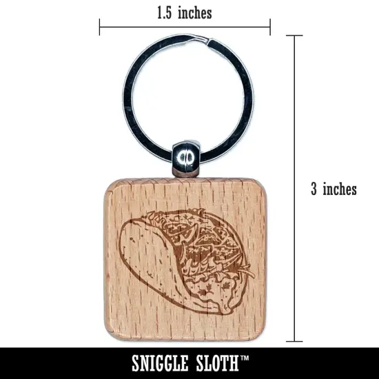Gyro Greek Lamb Beef Sandwich Pita Wrap Engraved Wood Square Keychain Tag Charm {2}