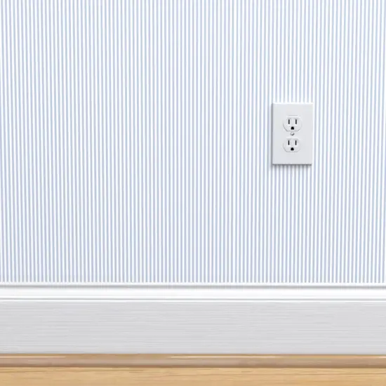 Pre-Pasted Wallpaper 2FT Wide Blue White Stripe Small Scale Light Nautical Pinstripe Seersucker Coastal Summertime Custom Pre-pasted Wallpaper by Spoonflower {4}