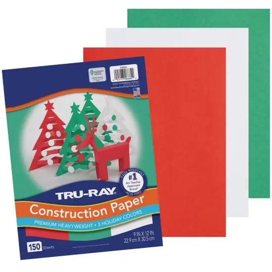 Construction Paper, Holiday Assortment, 9" x 12", 150 Sheets Per Pack, 3 Packs {2}