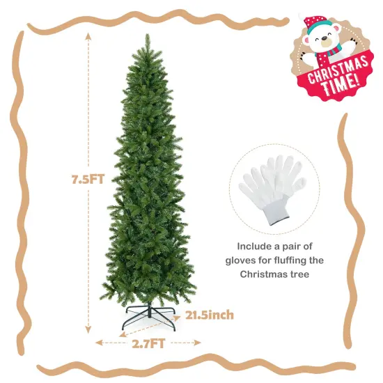 7.5 Feet Pre-lit Full Artificial Christmas Tree with Warm White and Multi-color LED Lights {4}