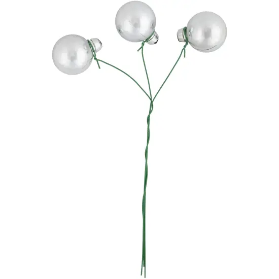 Northlight Shatterproof Ball Ornament Christmas Pick - 6.75" - Silver {6}