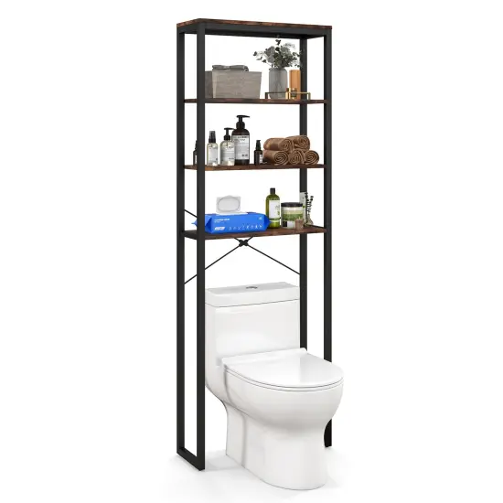 4-Tier Freestanding Over the Toilet Storage Rack with 4 Adjustable Leveling Feet {5}