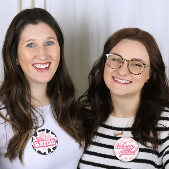 Big Dot of Happiness Last Rodeo - 3 inch Pink Cowgirl Bachelorette Party Badge - Pinback Buttons - Set of 8 {6}