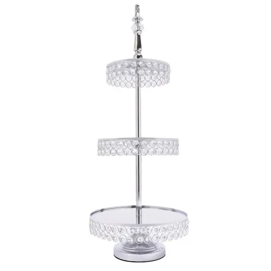Dessert Plate Display Rack 5Pcs Cupcake Holder Tray Crystal Beads Cake Stand {4}