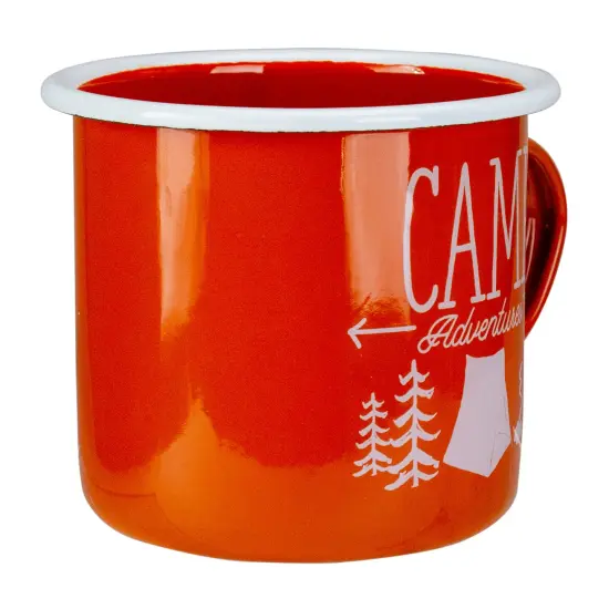 Raz 5.5&rdquo; Orange and White Camp Adventures Mug {5}