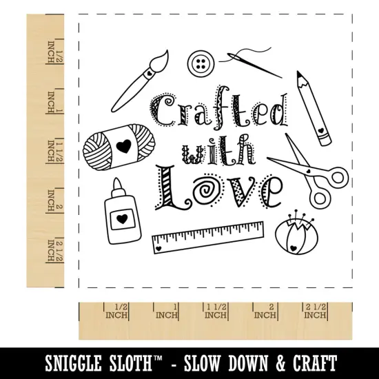 Crafted with Love Crafting Sewing Square Rubber Stamp for Stamping Crafting {1}