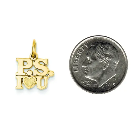 14K Gold P.S. I Love You Charm Jewelry FindingKing 17mm x 12mm {2}