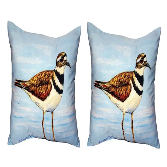 Pair of Betsy Drake Killdeer Small Outdoor/Indoor Pillows 11X 14 {1}