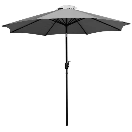 Merrick Lane Bali 9' Round UV Resistant Outdoor Patio Umbrella With Height Lever And 33&deg; Push Button Tilt Gray {1}