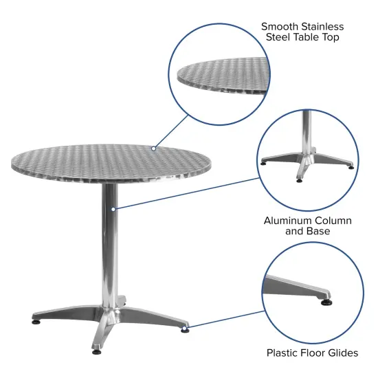 Emma and Oliver 31.5'' Round Aluminum Indoor-Outdoor Table with Base {2}