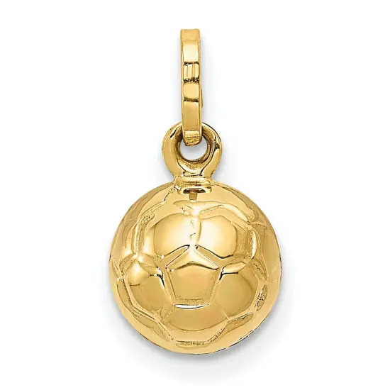 14K Yellow Gold Soccer Ball Charm Sports Pendant New 13 X 8mmJewerly {1}