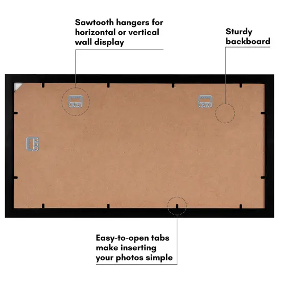 Americanflat 10x20 Collage Picture Frame - Displays (3) 5x7 Photos with Mat or (1) 10x20 Photo without Mat - Wall Gallery Decor - Plexiglass Cover - Hanging Hardware - Black {11}