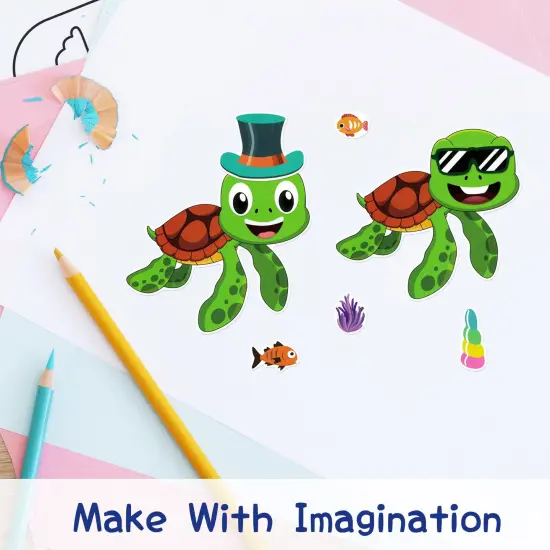 Wrapables Make Your Own Sticker Sheets, DIY Make a Face Animal, Food, Party Favor Stickers (24 Sheets) Sea Animals {3}