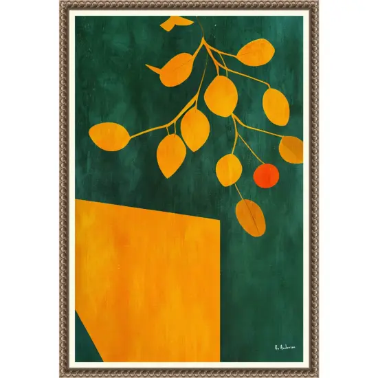 Golden Autumn Leaves by Bo Anderson Framed Canvas Wall Art {1}