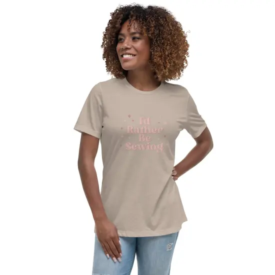 Pink Rather Be Sewing Women's Relaxed T-Shirt {4}