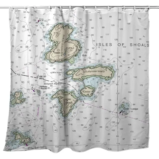 Betsy Drake Isle of Shoals, NH Nautical Map Shower Curtain {1}