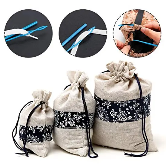 10 Pieces Bodkin Threader Drawstring Threader Set, Including 2 Flexible Plastic Drawstring Threader, 2 Stainless Steel Sewing Loop Turner Hook, 2 Metal Tweezers, 1 Bag, 3 Flat Plastic Threader {3}