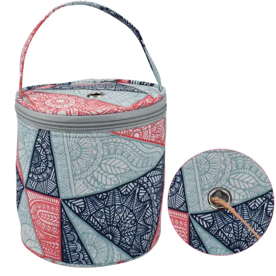 Small Yarn Storage Bag, Mini Knitting Bag Yarns Drum Case for Carry Yarn Ball, Crochet Kits, Knitting Supplies and Sewing Accessories, for Beginner, Crocheter and Crafter, Blue {3}