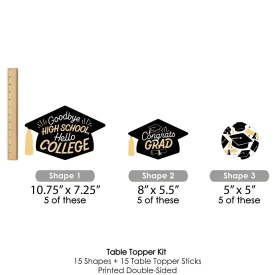 Big Dot of Happiness Hello College - Graduation Party Centerpiece Sticks - Table Toppers - Set of 15 {7}