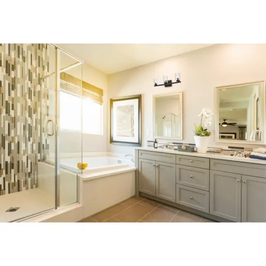 Cassie 3 lights bath sconce in black with clear shade {2}