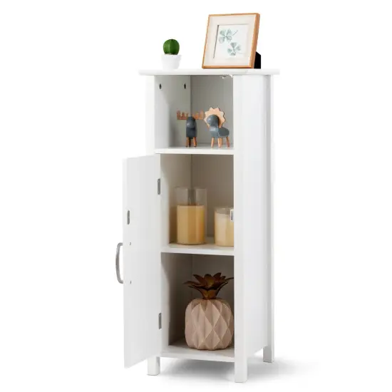 Bathroom Adjustable Shelf Floor Storage Cabinet with Door {4}