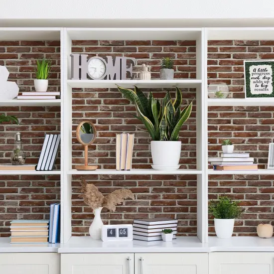 Peel and Stick Decorative Paper Roll, 17-1/2" x 10 ft, Red Brick {5}