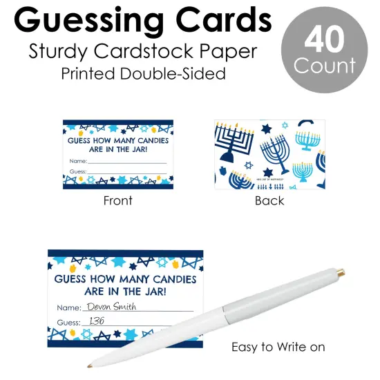 Big Dot of Happiness Hanukkah Menorah - How Many Candies Chanukah Holiday Party Game - 1 Stand and 40 Cards - Candy Guessing Game {7}