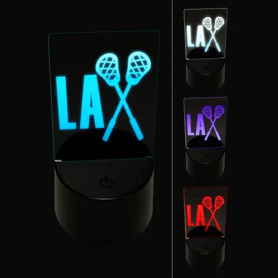 LAX Lacrosse Crossed Sticks 3D Illusion LED Night Light Sign Nightstand Desk Lamp {1}