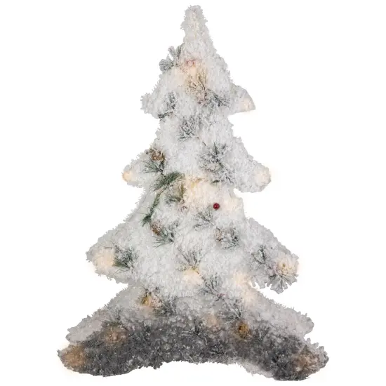 Northlight LED Lighted 2D Tinsel and Pine Christmas Tree Decoration - 27.5" White {1}