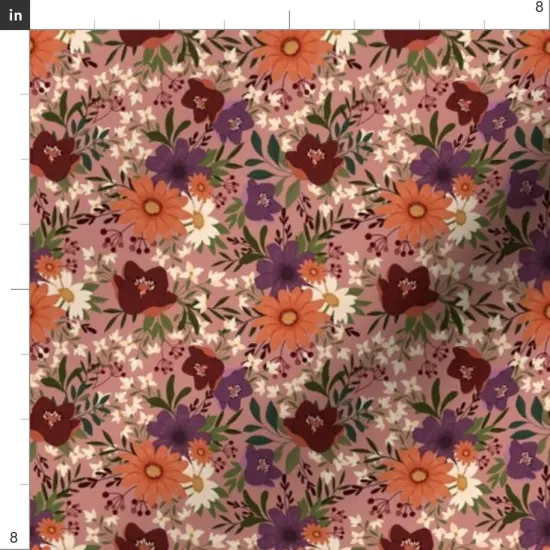 Various Fabrics by the Yard or Fat Quarter Mauve Pink Vintage Cream Flowers Purple Botanical Antique Rose Plum Custom Printed Fabric by Spoonflower {4}