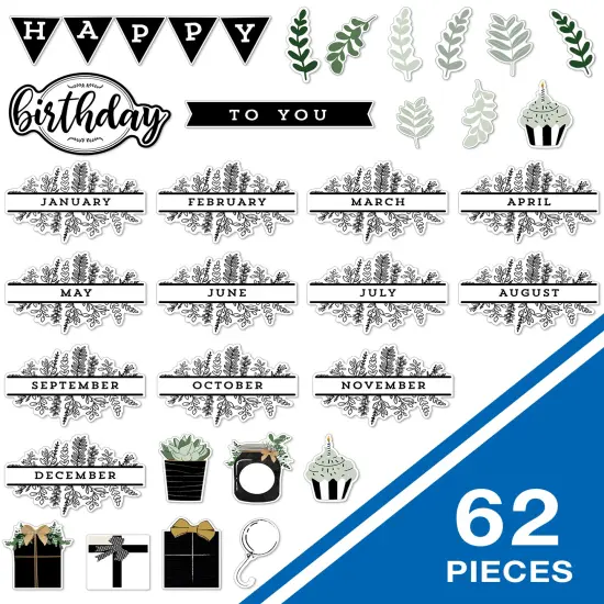 Carson Dellosa 62 pc Bundle of Farmhouse Decor, Calendar Monthly Headers, Cupcakes, Presents, Mason Jars, Plant and Eucalyptus Birthday Decorations for Party, Classroom, and Bulletin Board {2}
