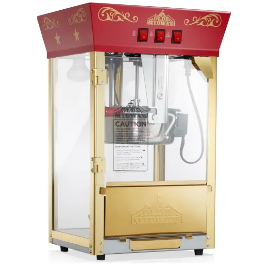 Olde Midway Movie Theater-Style Popcorn Machine Maker with 8-Ounce Kettle, Vintage-Style Countertop Popper {1}