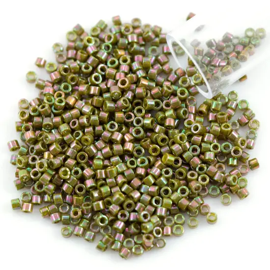 Miyuki Delica Seed Bead 11/0 Opaque Avocado Green Gold Luster AB {1}