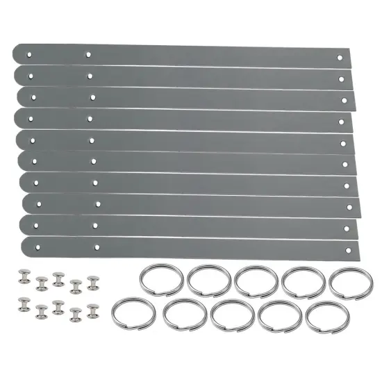 1/2" Blank Leather Keychains Kit - 10 Pre-Cut Blank Keyrings for Stamping & Engraving Gray {1}