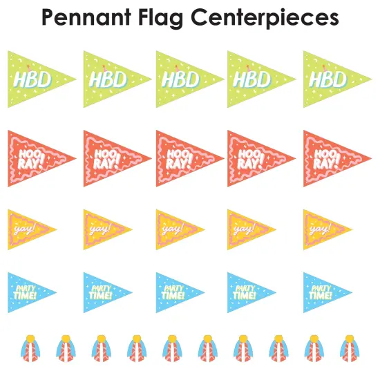 Big Dot of Happiness Party Time - Triangle Happy Birthday Party Photo Props - Pennant Flag Centerpieces - Set of 20 {7}