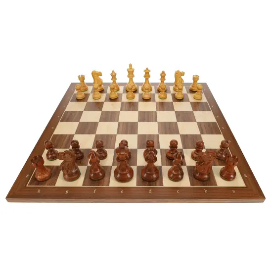 WE Games Weighted English Staunton Chess Set, Walnut Sycamore Board 19.75 in., 3.5 in. King {1}