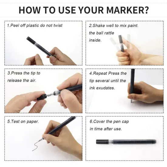 Acrylic Paint Pens, Acrylic Paint Marker for Rock, Wood, Glass, Egg, Shoe,Metal and Ceramic, Fabric, 0.7mm Fine Point Paint Pens, Water Based Art decorating kit (white & Black) {3}