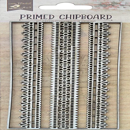 Little Birdie Laser Cut Primed Chipboard 1/Pkg-Ethnic Borders {1}