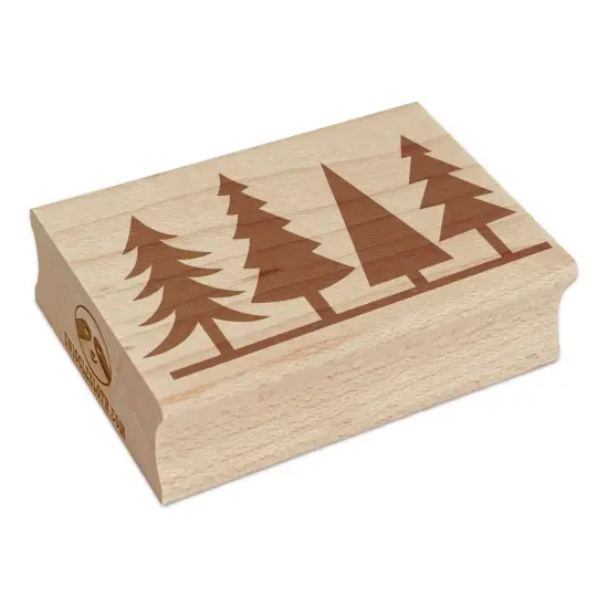 Group of Christmas Trees Rectangle Rubber Stamp for Stamping Crafting {7}