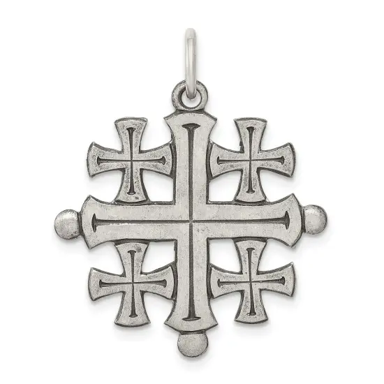Sterling Silver Jerusalem Cross Charm Jewerly 26mm x 26mm {1}